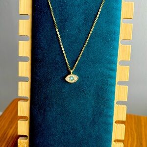 plated necklace, lucky eye pendant